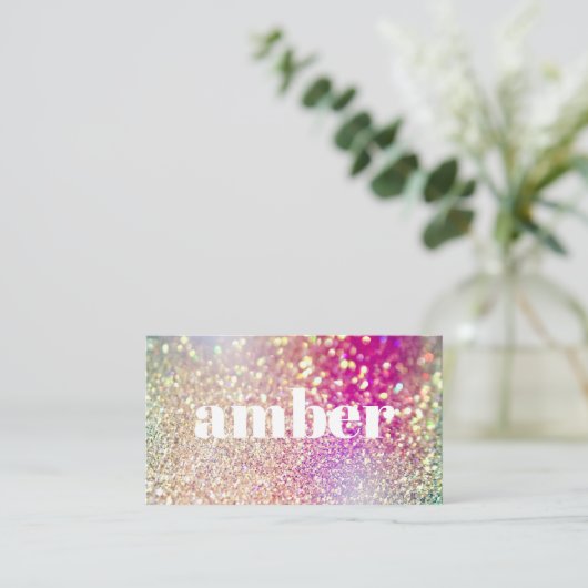 Carte De Visite Parties scintillant moderne Holographique Iridesce (Debout devant)