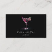 Carte De Visite Parties scintillant moderne Martini Bartender Cock (Devant)