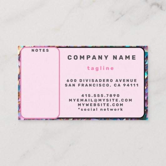 Carte De Visite Parties scintillant Moderne Opal Collection Hologr (Dos)