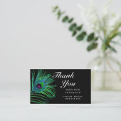 Carte De Visite Parties scintillant moderne Peacock Feather Boho B (Debout devant)