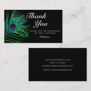 Carte De Visite Parties scintillant moderne Peacock Feather Boho M