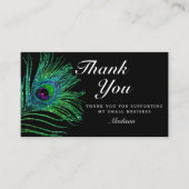 Carte De Visite Parties scintillant moderne Peacock Feather Boho M (Devant)