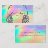Carte De Visite Parties scintillant moderne Rainbow Holographic DJ (Devant / Derrière)