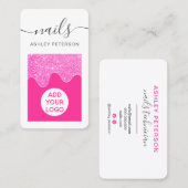 Carte De Visite parties scintillant moderne rose néon goutte le sc (Devant / Derrière)