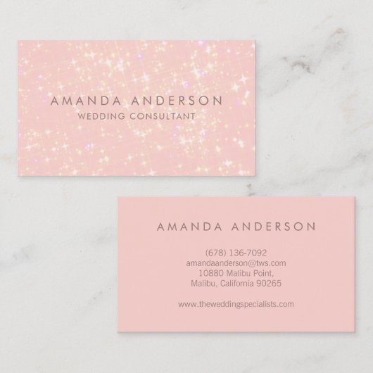 Carte De Visite Parties scintillant moderne rose subtile Bokeh | C (Devant / Derrière)
