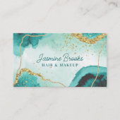 Carte De Visite Parties scintillant Moderne turquoise Et Or (Devant)