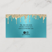 Carte De Visite Parties scintillant moderne Turquoise Faux Gold Dr (Dos)