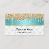 Carte De Visite Parties scintillant moderne Turquoise Faux Gold Dr (Devant)