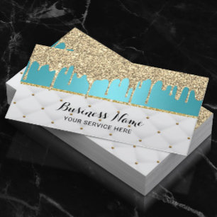 Carte De Visite Parties scintillant moderne Turquoise Faux Gold Dr