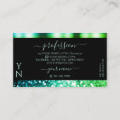 Carte De Visite Parties scintillant moderne Turquoise noir vert br (Dos)