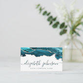 Carte De Visite Parties scintillant moderne Turquoise vert argent  (Debout devant)