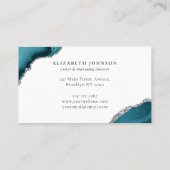 Carte De Visite Parties scintillant moderne Turquoise vert argent  (Dos)