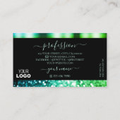 Carte De Visite Parties scintillant moderne Turquoise vert brillan (Dos)