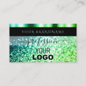 Carte De Visite Parties scintillant moderne Turquoise vert brillan (Devant)
