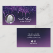 Carte De Visite Parties scintillant moderne violet profond Drives (Devant / Derrière)