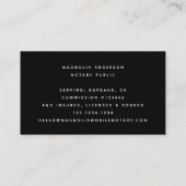 Carte De Visite Parties scintillant Noir Quill Noir Nota Mobile (Dos)