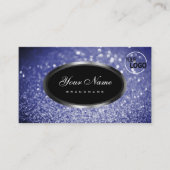Carte De Visite Parties scintillant noire bleu étincelant en argen (Devant)