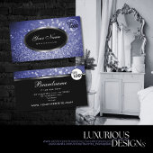 Carte De Visite Parties scintillant noire bleu étincelant en argen