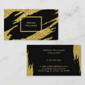 Carte De Visite Parties scintillant noire et or broussailles (Devant / Derrière)