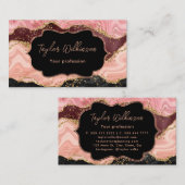 Carte De Visite Parties scintillant noire et rose (Devant / Derrière)