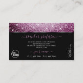 Carte De Visite Parties scintillant noire et violette Étoiles lumi (Dos)