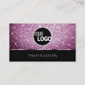 Carte De Visite Parties scintillant noire et violette Étoiles lumi (Devant)