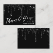 Carte De Visite parties scintillant noire merci script paquet insé (Devant / Derrière)