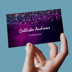 Carte De Visite Parties scintillant noire mignonne magenta