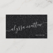 Carte De Visite Parties scintillant Noire Premium Luxe Glam Modern (Devant)