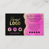 Carte De Visite Parties scintillant noire rose Merci d'huile d'oli (Dos)