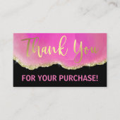 Carte De Visite Parties scintillant noire rose Merci d'huile d'oli (Devant)