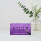 Carte De Visite Parties scintillant Notaire Publique Violet Signat (Debout devant)