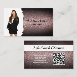 Carte De Visite Parties scintillant Ombre Noir Professionnelle Pho