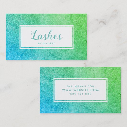 Carte De Visite Parties scintillant Ombre Vert Brillant (Devant / Derrière)