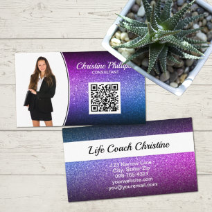 Carte De Visite Parties scintillant Ombre violet professionnelle p