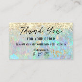 Carte De Visite parties scintillant opal arrière - plan merci (Devant)