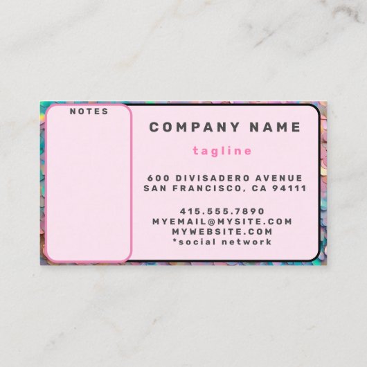 Carte De Visite Parties scintillant Opal Holographie Collection mo (Dos)