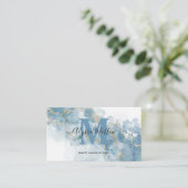 Carte De Visite Parties scintillant or bleu doux Nom du monogramme (Debout devant)