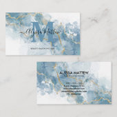 Carte De Visite Parties scintillant or bleu doux Nom du monogramme (Devant / Derrière)