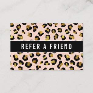 Carte De Visite Parties scintillant or Blush leopard Référence cli