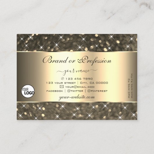 Carte De Visite Parties scintillant or brillant étoiles Bordure do (Dos)