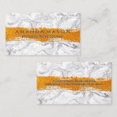 Carte De Visite Parties scintillant or brossé | Marbre moderne (Devant / Derrière)