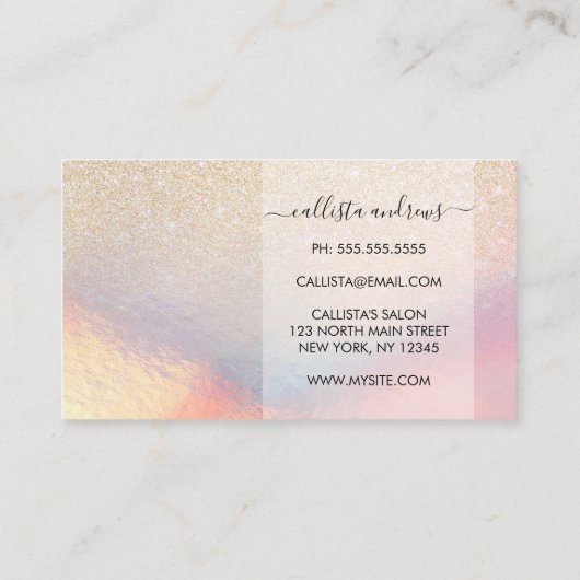 Carte De Visite Parties scintillant Or Chic Iridescente Holographi (Dos)