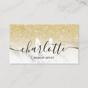 Carte De Visite Parties scintillant or chic ombre nom maquillage d