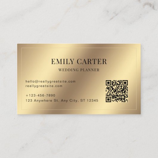 Carte De Visite Parties scintillant Or de luxe Faux Metallic code (Dos)