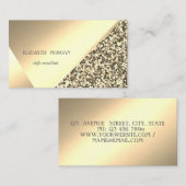 Carte De Visite Parties scintillant Or Elegant, Géométrique, Abstr (Devant / Derrière)