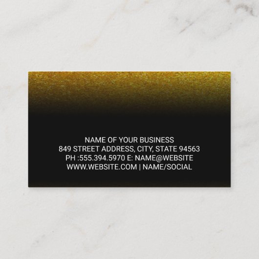 Carte De Visite Parties scintillant or | Fond noir (Dos)