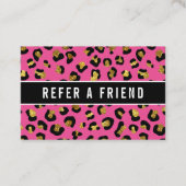 Carte De Visite Parties scintillant or Fuchsia leopard Référence C (Devant)