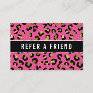 Carte De Visite Parties scintillant or Fuchsia leopard Référence C