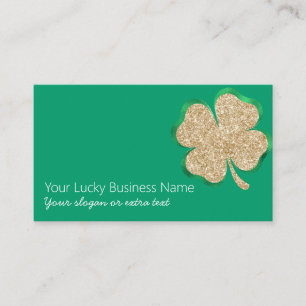 Carte De Visite Parties scintillant or Lucky Four Leaf Clover sur